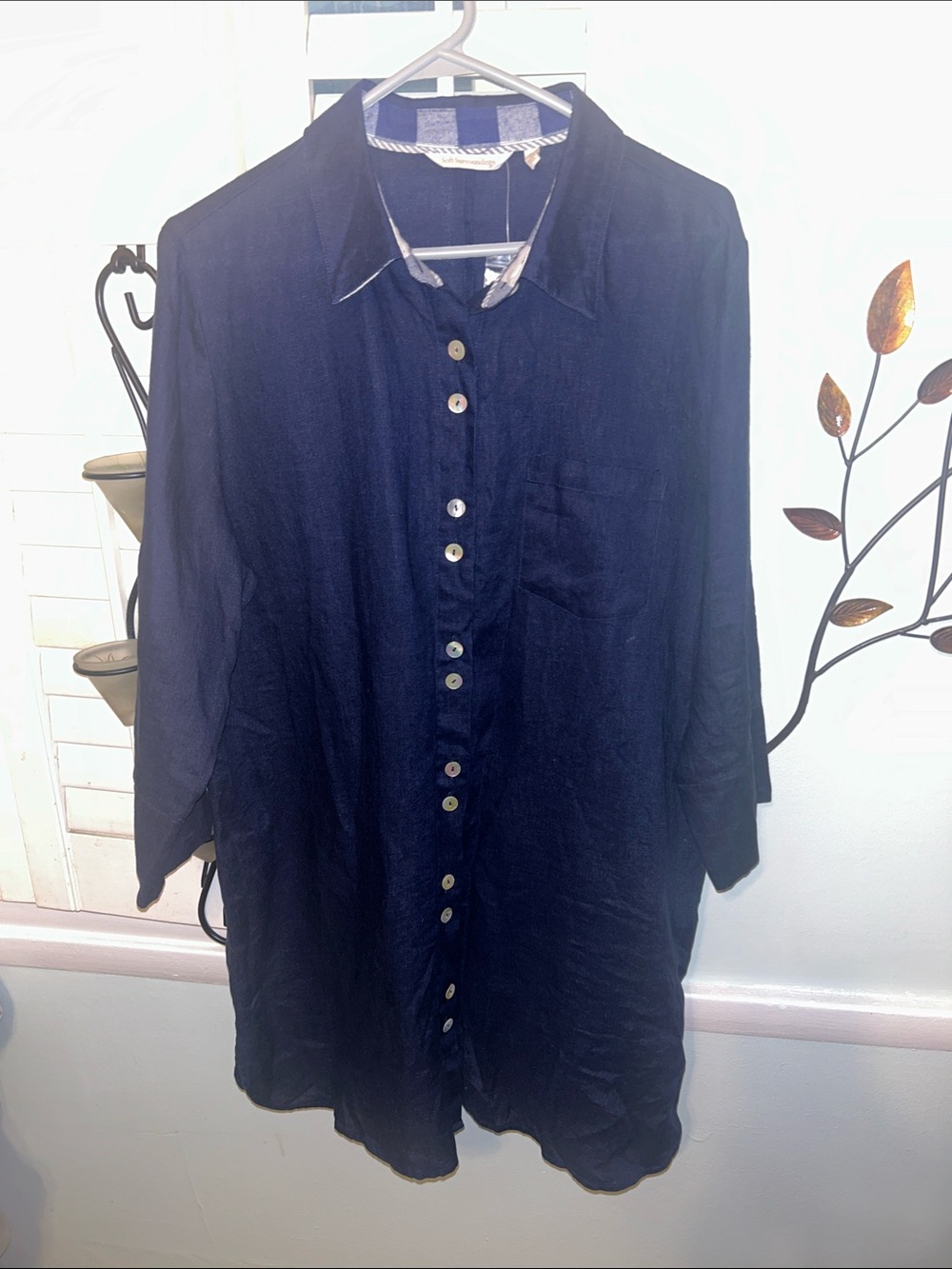 Soft Surroundings Navy Button-Front Casual Tunic